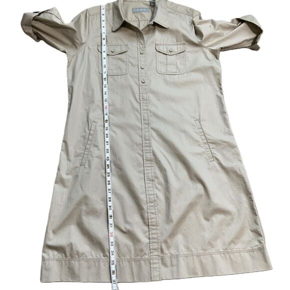 Liz Claiborne Tan Button Front Long Sleeve Normcore Utility Shirtdress Large P - Picture 6 of 16
